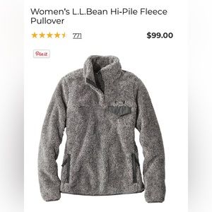 LL Bean hi-pile fleece pullover